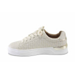 Бежови спортни дамски обувки, здрава еко-кожа - всекидневни обувки за пролетта и лятото N 100025168