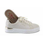 Бежови спортни дамски обувки, здрава еко-кожа - всекидневни обувки за пролетта и лятото N 100025168