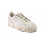 Бежови спортни дамски обувки, здрава еко-кожа - всекидневни обувки за пролетта и есента N 100025169