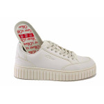 Бежови спортни дамски обувки, здрава еко-кожа - всекидневни обувки за пролетта и есента N 100025169