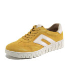 Жълти дамски кецове, естествена кожа - всекидневни обувки за пролетта и лятото N 100025171