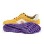 Жълти дамски кецове, естествена кожа - всекидневни обувки за пролетта и лятото N 100025171