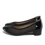 Черни дамски обувки със среден ток, естествена кожа - елегантни обувки за пролетта и лятото N 100025172