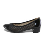 Черни дамски обувки със среден ток, естествена кожа - елегантни обувки за пролетта и лятото N 100025172