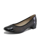 Черни дамски обувки със среден ток, естествена кожа - елегантни обувки за пролетта и лятото N 100025172