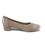 Бежови дамски обувки със среден ток, естествена кожа - елегантни обувки за пролетта и лятото N 100025173