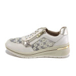 Бежови дамски маратонки, естествена кожа - всекидневни обувки за пролетта и лятото N 100025175