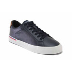 Тъмносини мъжки спортни обувки, здрава еко-кожа - спортни кецове за пролетта и есента N 100025176