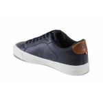 Тъмносини мъжки спортни обувки, здрава еко-кожа - спортни кецове за пролетта и есента N 100025176