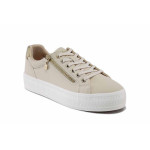 Бежови спортни дамски обувки, здрава еко-кожа - спортни кецове за пролетта и есента N 100025196