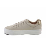 Бежови спортни дамски обувки, здрава еко-кожа - спортни кецове за пролетта и есента N 100025196