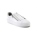 Бели дамски кецове, здрава еко-кожа - спортни обувки за пролетта и лятото N 100025239