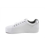 Бели дамски кецове, здрава еко-кожа - спортни обувки за пролетта и лятото N 100025239