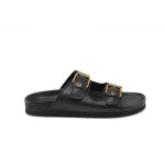 Черни дамски чехли, естествена кожа - всекидневни обувки за лятото N 100025256