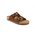 Кафяви дамски чехли, естествена кожа - ежедневни обувки за лятото N 100025257