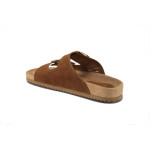 Кафяви дамски чехли, естествена кожа - ежедневни обувки за лятото N 100025257