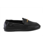 Черни дамски обувки с равна подметка, естествена кожа - всекидневни обувки за пролетта и лятото N 100025258