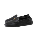 Черни дамски обувки с равна подметка, естествена кожа - всекидневни обувки за пролетта и лятото N 100025258