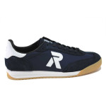 Сини мъжки маратонки, естествена кожа и текстилна материя - всекидневни обувки за пролетта и лятото N 100025259