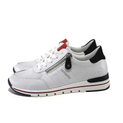 Бели дамски маратонки, естествена кожа - всекидневни обувки за пролетта и лятото N 100025261