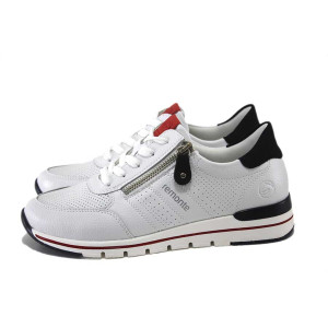 Бели дамски маратонки, естествена кожа - всекидневни обувки за пролетта и лятото N 100025261