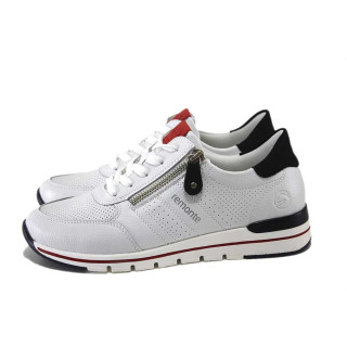 Бели дамски маратонки, естествена кожа - всекидневни обувки за пролетта и лятото N 100025261