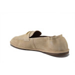 Бежови дамски обувки с равна подметка, естествена кожа - всекидневни обувки за пролетта и лятото N 100025262