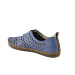 Сини дамски обувки с равна подметка, естествена кожа - всекидневни обувки за пролетта и лятото N 100025263