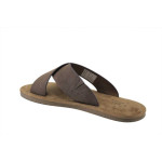 Кафяви мъжки чехли, здрава еко-кожа - всекидневни обувки за лятото N 100025264