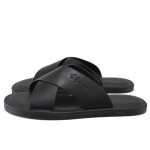 Черни мъжки чехли, здрава еко-кожа - всекидневни обувки за лятото N 100025265