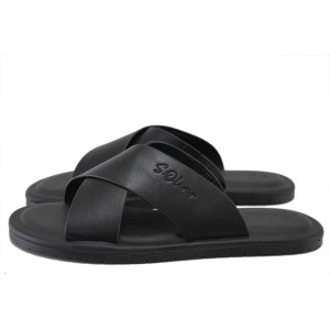 Черни мъжки чехли, здрава еко-кожа - всекидневни обувки за лятото N 100025265