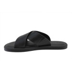 Черни мъжки чехли, здрава еко-кожа - всекидневни обувки за лятото N 100025265