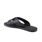 Черни мъжки чехли, здрава еко-кожа - всекидневни обувки за лятото N 100025265