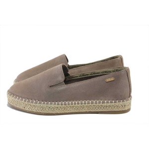 Бежови дамски пантофки, естествен велур - всекидневни обувки за пролетта и лятото N 100025266