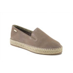 Бежови дамски пантофки, естествен велур - всекидневни обувки за пролетта и лятото N 100025266