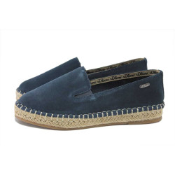 Сини дамски пантофки, естествен велур - всекидневни обувки за пролетта и лятото N 100025267