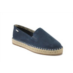 Сини дамски пантофки, естествен велур - всекидневни обувки за пролетта и лятото N 100025267