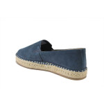 Сини дамски пантофки, естествен велур - всекидневни обувки за пролетта и лятото N 100025267