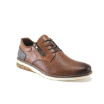 Кафяви мъжки обувки, естествена кожа - всекидневни обувки за пролетта и лятото N 100025275