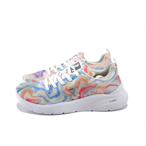 Бели дамски маратонки, текстилна материя - спортни обувки за пролетта и лятото N 100025276