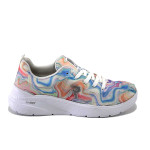 Бели дамски маратонки, текстилна материя - спортни обувки за пролетта и лятото N 100025276