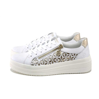 Бели спортни дамски обувки, естествена кожа и еко-кожа - спортни кецове за пролетта и лятото N 100025279