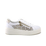 Бели спортни дамски обувки, естествена кожа и еко-кожа - спортни кецове за пролетта и лятото N 100025279