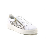 Бели спортни дамски обувки, естествена кожа и еко-кожа - спортни кецове за пролетта и лятото N 100025279