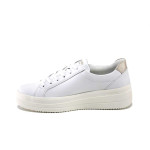 Бели спортни дамски обувки, естествена кожа и еко-кожа - спортни кецове за пролетта и лятото N 100025279