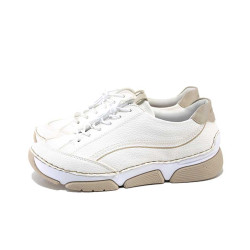 Бели спортни дамски обувки, здрава еко-кожа - ежедневни обувки за пролетта и лятото N 100025297