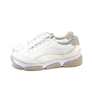 Бели спортни дамски обувки, здрава еко-кожа - ежедневни обувки за пролетта и лятото N 100025297