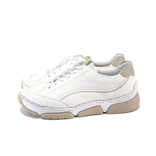 Бели спортни дамски обувки, здрава еко-кожа - ежедневни обувки за пролетта и лятото N 100025297