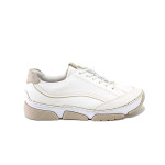 Бели спортни дамски обувки, здрава еко-кожа - ежедневни обувки за пролетта и лятото N 100025297