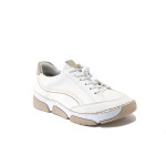 Бели спортни дамски обувки, здрава еко-кожа - ежедневни обувки за пролетта и лятото N 100025297